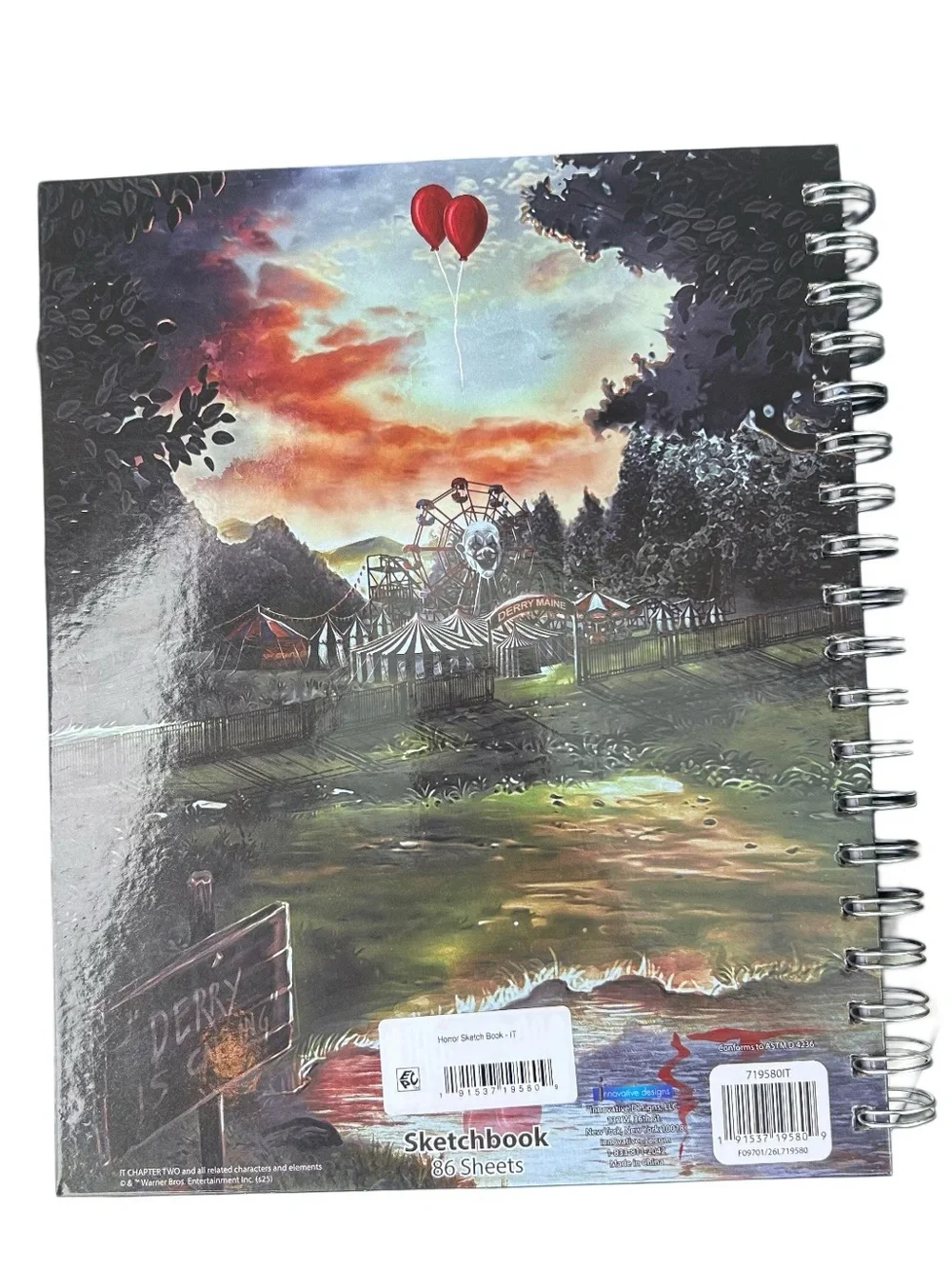 Pennywise Clown IT Sketchbook Set Color Pencils Horror Halloween Spiral Bound